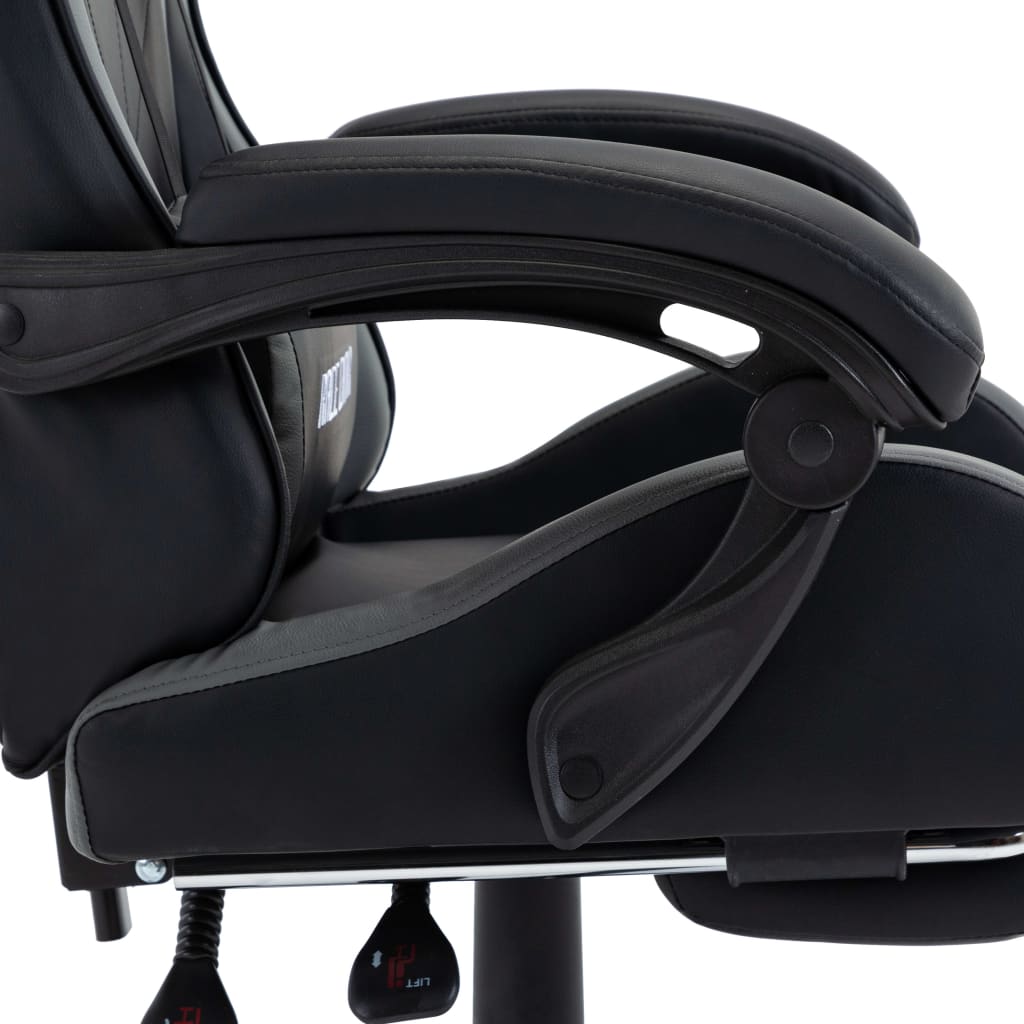 vidaXL Scaun de racing, suport picioare, gri/negru, piele ecologică vidaXL Scaun de racing, suport picioare, gri/negru, piele ecologică