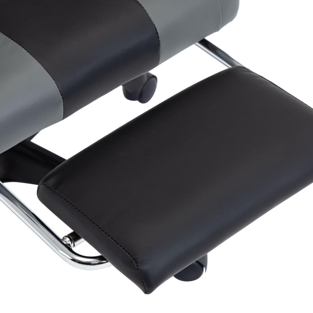vidaXL Scaun de racing, suport picioare, gri/negru, piele ecologică vidaXL Scaun de racing, suport picioare, gri/negru, piele ecologică
