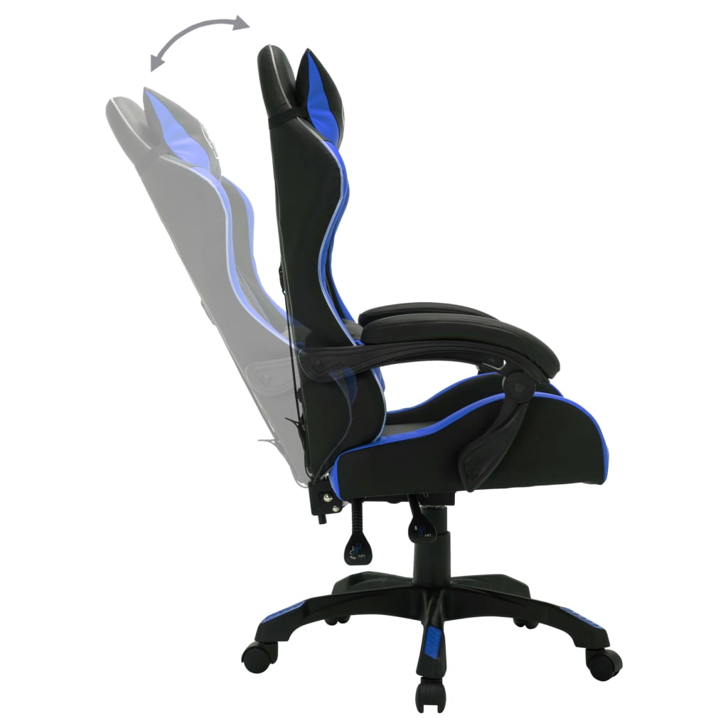vidaXL Scaun de jocuri cu LED RGB, albastru și negru, piele ecologică
