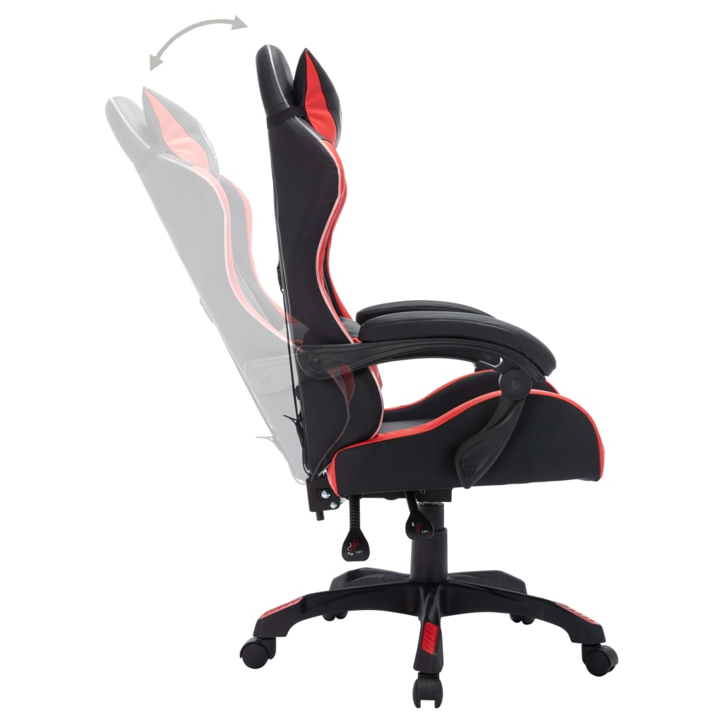 vidaXL Scaun de jocuri cu LED RGB, roșu și negru, piele ecologică vidaXL Scaun de jocuri cu LED RGB, roșu și negru, piele ecologică