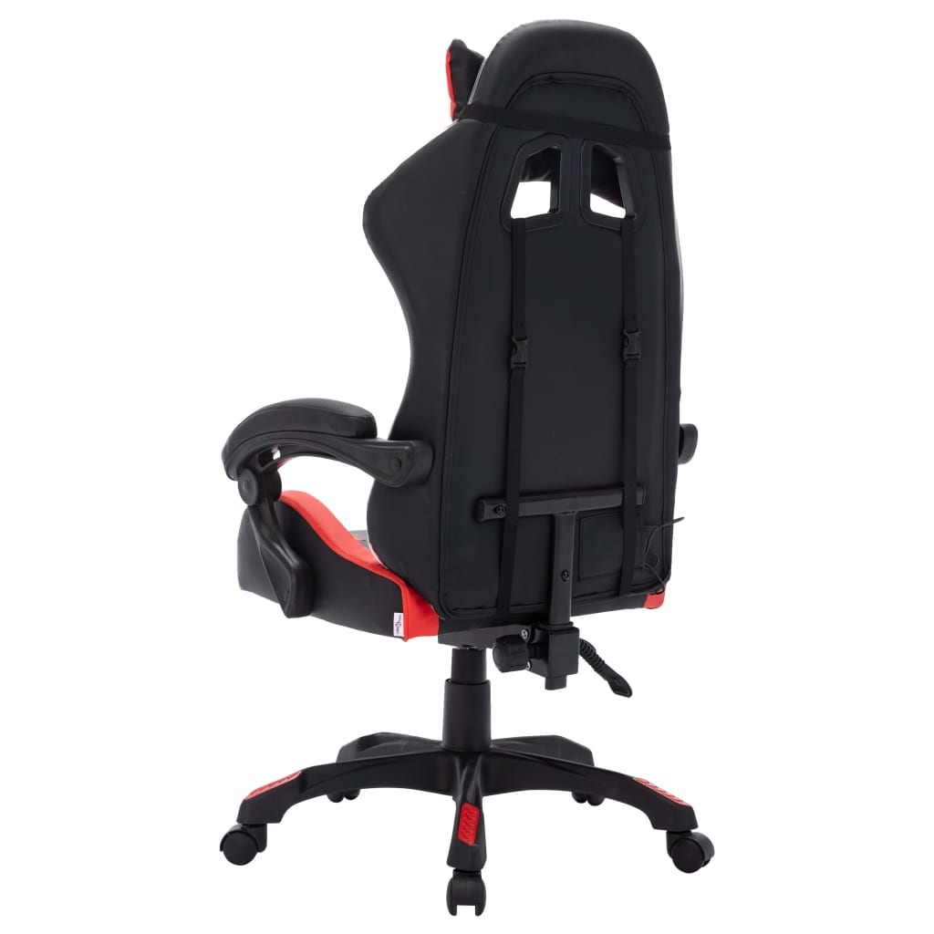 vidaXL Scaun de jocuri cu LED RGB, roșu și negru, piele ecologică vidaXL Scaun de jocuri cu LED RGB, roșu și negru, piele ecologică