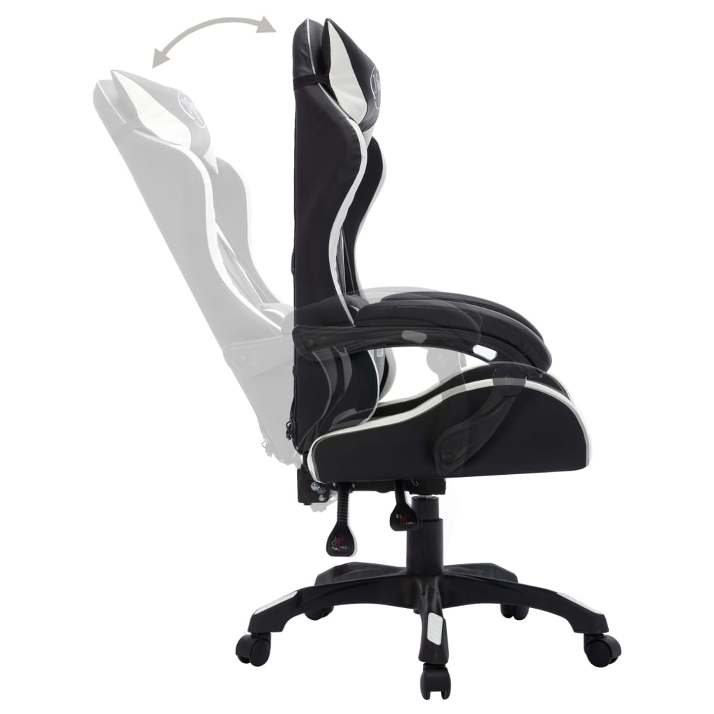 vidaXL Scaun de racing cu LED RGB, alb și negru, piele ecologică vidaXL Scaun de racing cu LED RGB, alb și negru, piele ecologică