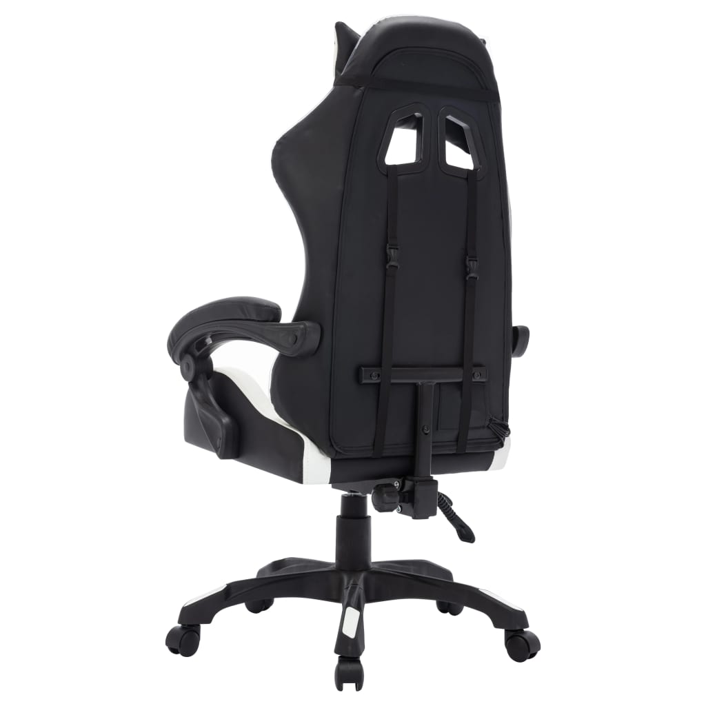 vidaXL Scaun de racing cu LED RGB, alb și negru, piele ecologică vidaXL Scaun de racing cu LED RGB, alb și negru, piele ecologică