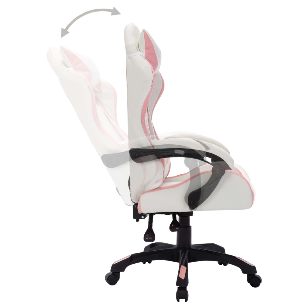 vidaXL Scaun de racing cu LED RGB, roz și negru, piele ecologică vidaXL Scaun de racing cu LED RGB, roz și negru, piele ecologică