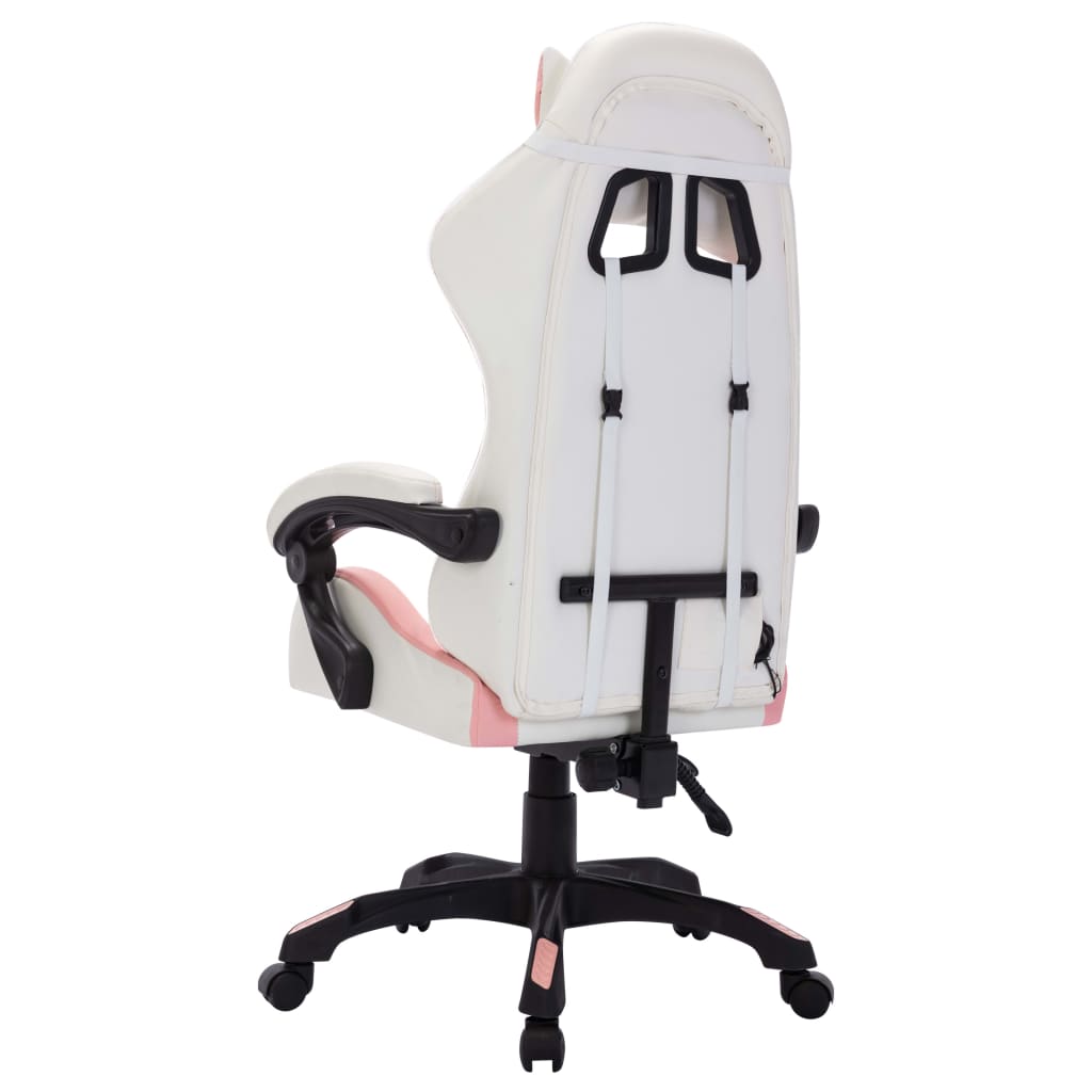 vidaXL Scaun de racing cu LED RGB, roz și negru, piele ecologică vidaXL Scaun de racing cu LED RGB, roz și negru, piele ecologică