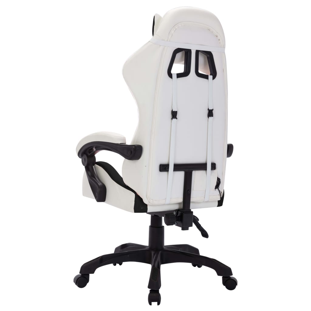 vidaXL Scaun de racing cu LED RGB, alb și negru, piele ecologică vidaXL Scaun de racing cu LED RGB, alb și negru, piele ecologică