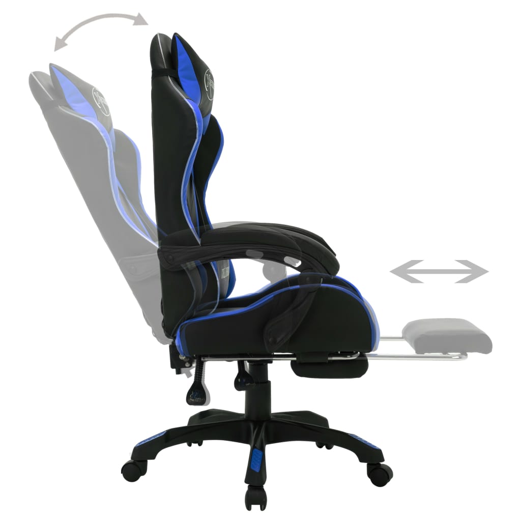 vidaXL Scaun de jocuri cu LED RGB, albastru și negru, piele ecologică vidaXL Scaun de jocuri cu LED RGB, albastru și negru, piele ecologică