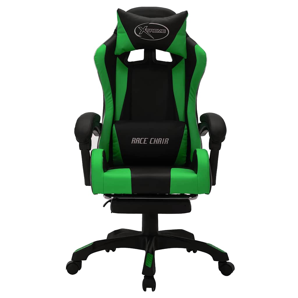 vidaXL Scaun de jocuri cu LED RGB, verde și negru, piele ecologică vidaXL Scaun de jocuri cu LED RGB, verde și negru, piele ecologică