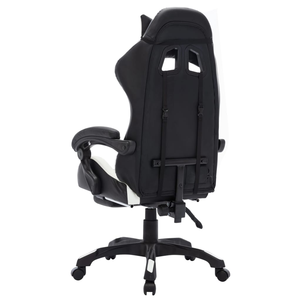 vidaXL Scaun de racing cu LED RGB, alb și negru, piele ecologică vidaXL Scaun de racing cu LED RGB, alb și negru, piele ecologică
