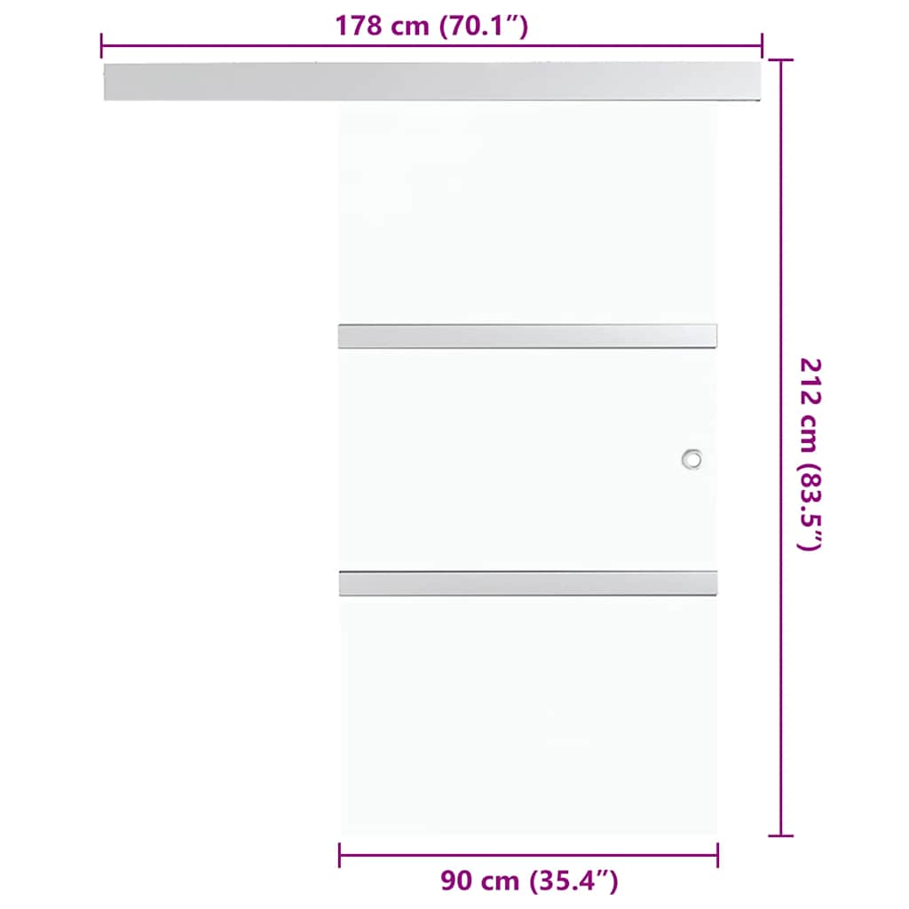 vidaXL Ușă glisantă, argintiu, 90 x 212 cm, sticlă ESG și aluminiu vidaXL Ușă glisantă, argintiu, 90 x 212 cm, sticlă ESG și aluminiu