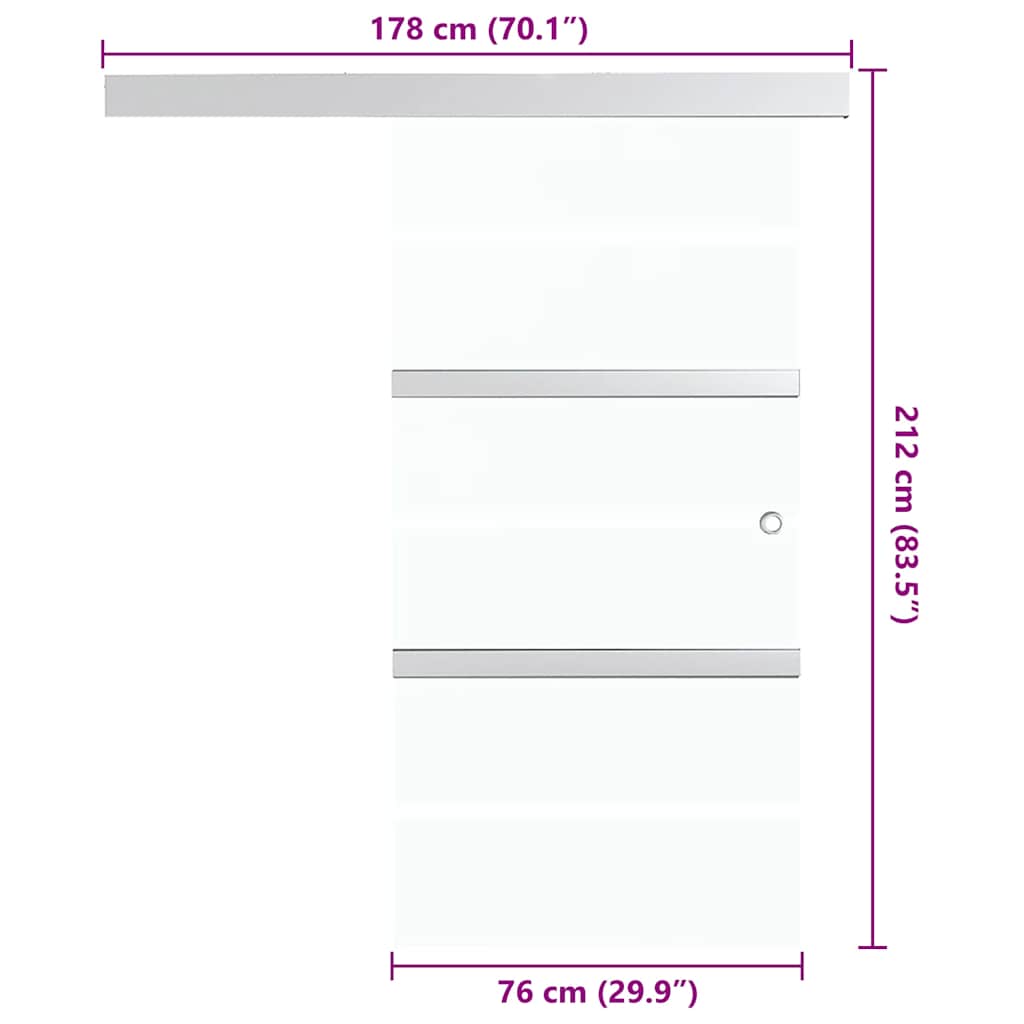 vidaXL Ușă glisantă, argintiu, 76 x 212 cm, sticlă ESG și aluminiu vidaXL Ușă glisantă, argintiu, 76 x 212 cm, sticlă ESG și aluminiu