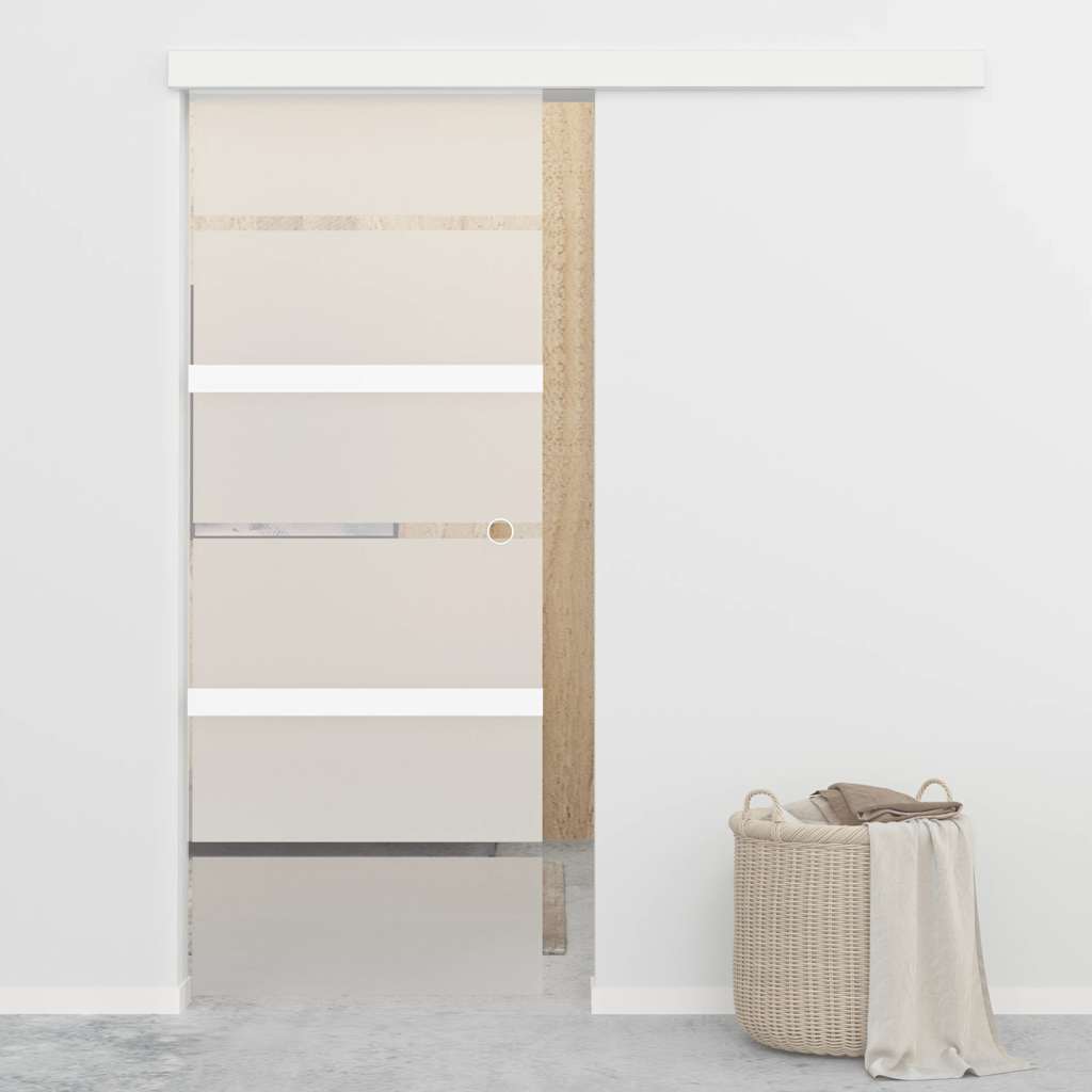 vidaXL Ușă glisantă, argintiu, 76 x 212 cm, sticlă ESG și aluminiu vidaXL Ușă glisantă, argintiu, 76 x 212 cm, sticlă ESG și aluminiu
