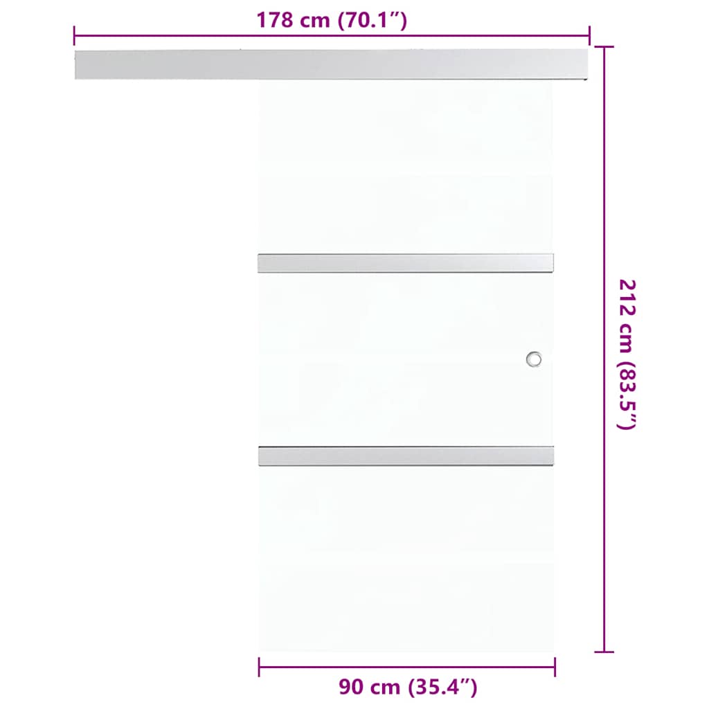 vidaXL Ușă glisantă, argintiu, 90 x 205 cm, sticlă ESG și aluminiu vidaXL Ușă glisantă, argintiu, 90 x 205 cm, sticlă ESG și aluminiu