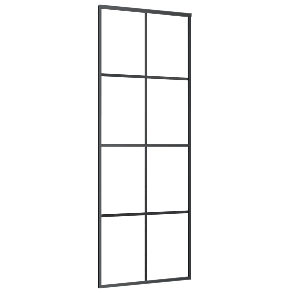 vidaXL Ușă glisantă, negru, 76x205 cm, aluminiu și sticlă ESG