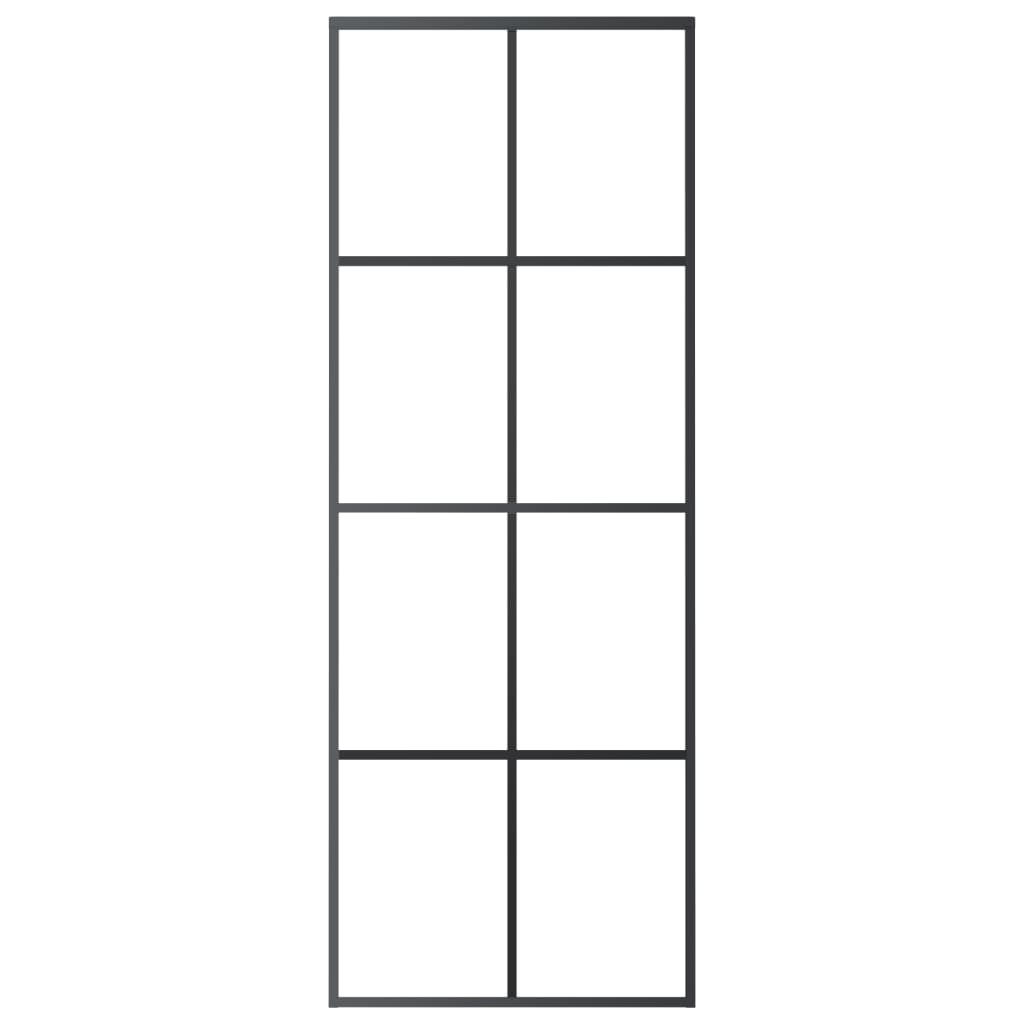vidaXL Ușă glisantă, negru, 76x205 cm, aluminiu și sticlă ESG