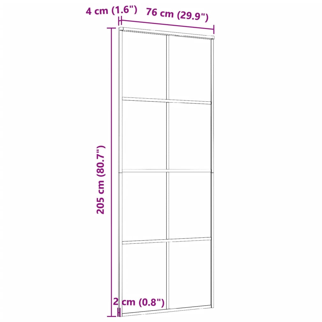 vidaXL Ușă glisantă, negru, 76x205 cm, aluminiu și sticlă ESG
