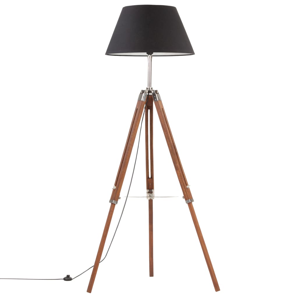 vidaXL Lampă de podea trepied maro miere și negru 141 cm lemn de tec vidaXL Lampă de podea trepied maro miere și negru 141 cm lemn de tec