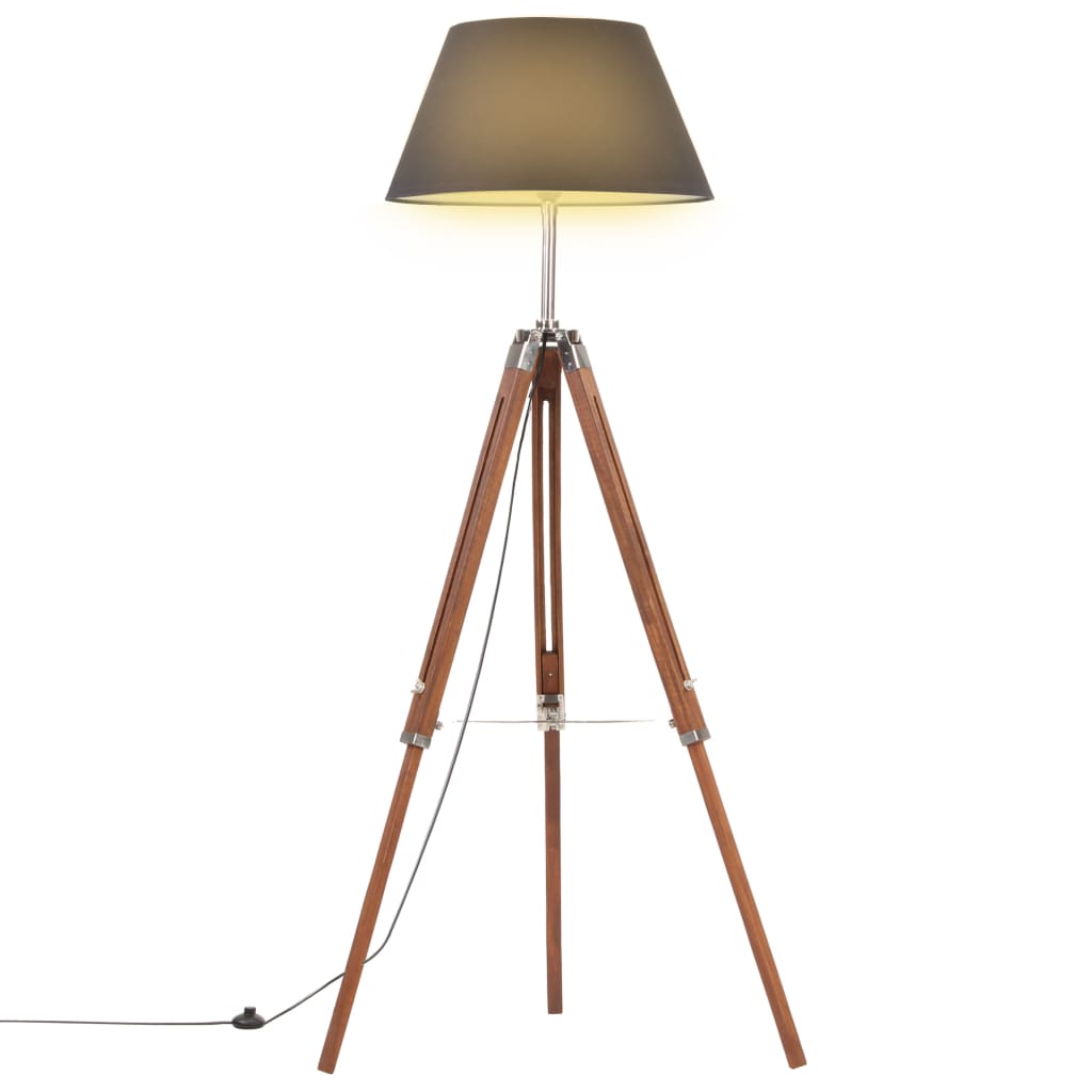 vidaXL Lampă de podea trepied maro miere și negru 141 cm lemn de tec vidaXL Lampă de podea trepied maro miere și negru 141 cm lemn de tec