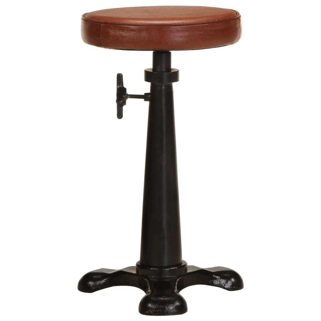 vidaXL Scaune de bar, 2 buc., maro, piele naturală și fontă vidaXL Scaune de bar, 2 buc., maro, piele naturală și fontă