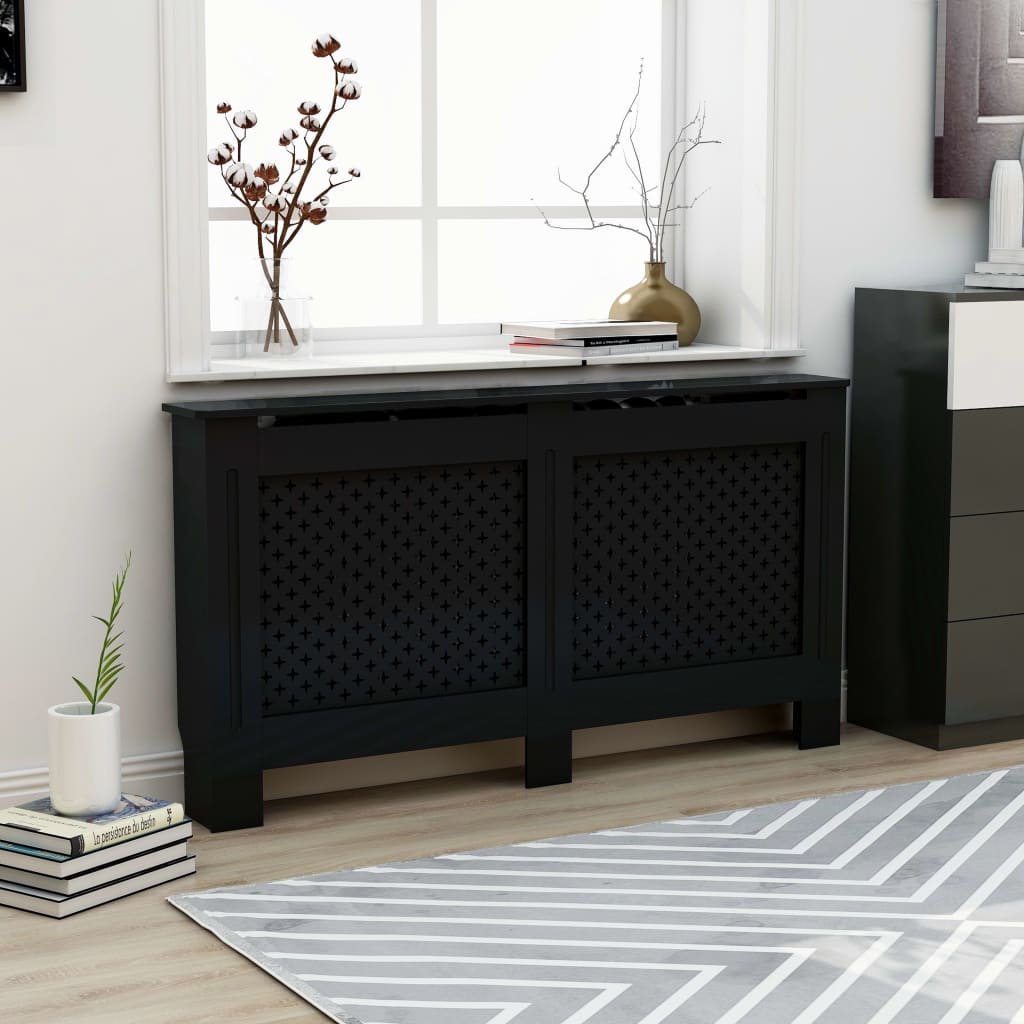 vidaXL Mască pentru calorifer, negru, 152 x 19 x 81,5 cm, MDF vidaXL Mască pentru calorifer, negru, 152 x 19 x 81,5 cm, MDF