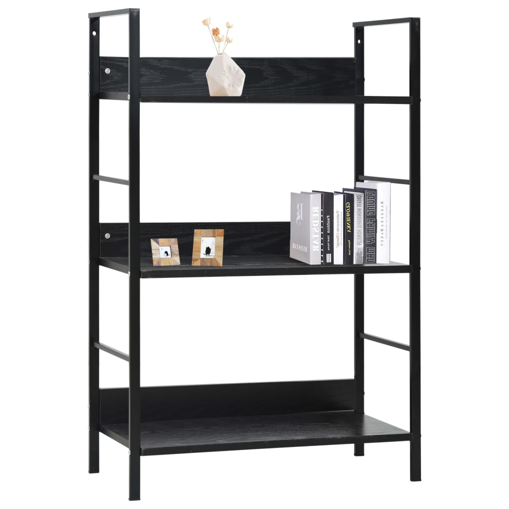 vidaXL Etajeră cărți 3 rafturi, negru, 60x27,6x90,5 cm, lemn prelucrat