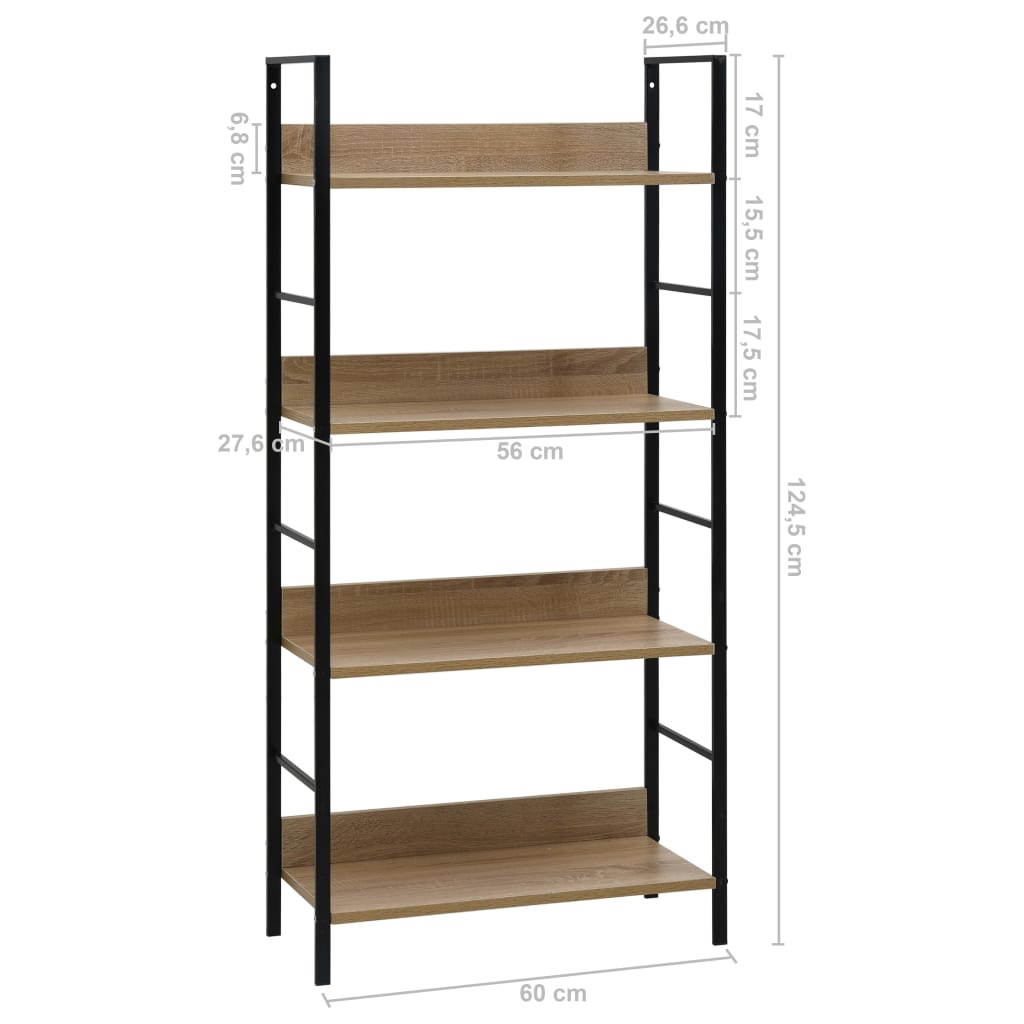 vidaXL Etajeră cărți 3 rafturi, stejar,60x27,6x124,5 cm lemn prelucrat