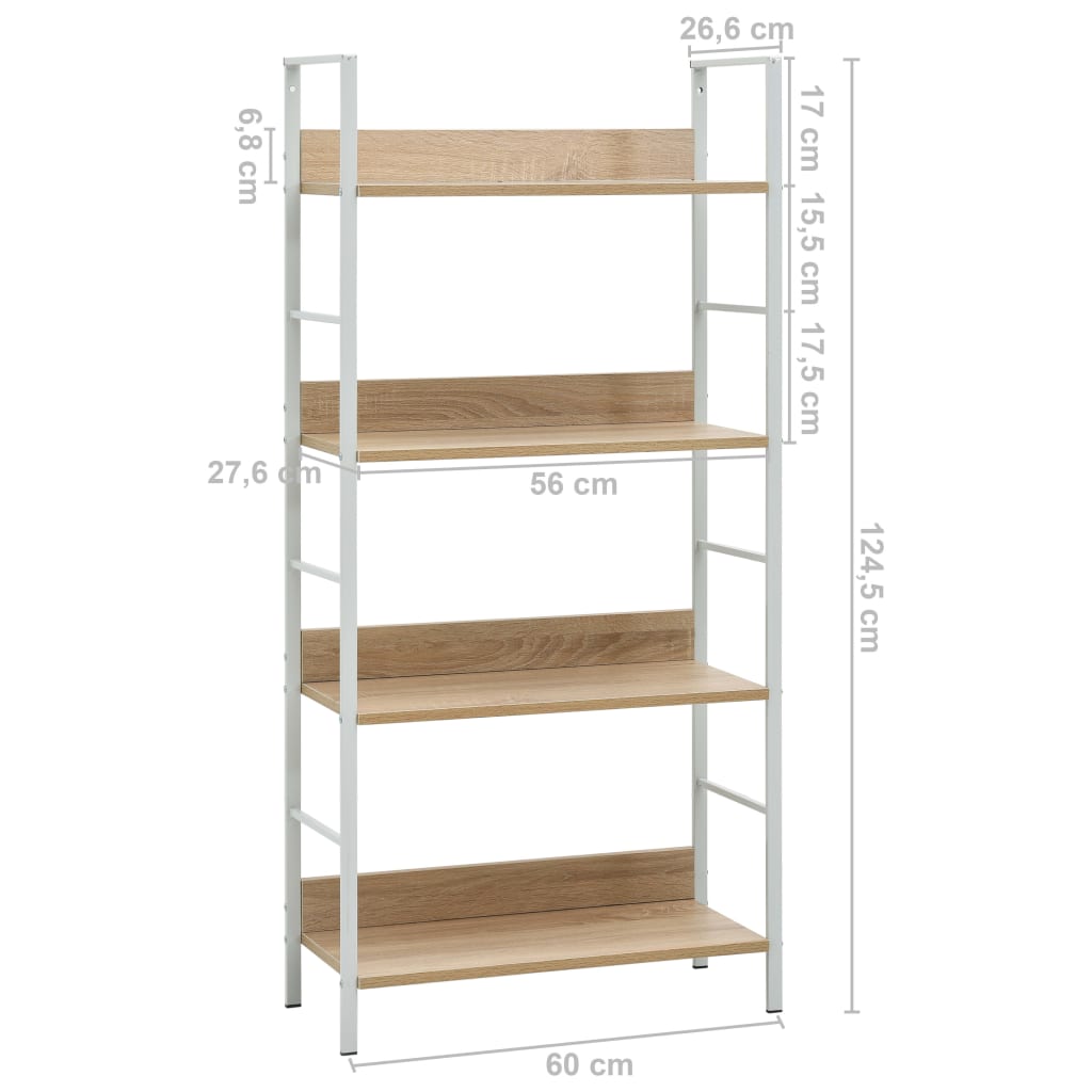 vidaXL Etajeră cărți 4 rafturi, stejar, 60x27,6x124,5cm lemn prelucrat vidaXL Etajeră cărți 4 rafturi, stejar, 60x27,6x124,5cm lemn prelucrat