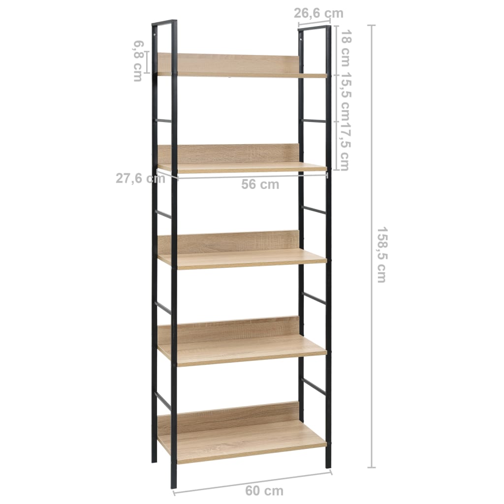 vidaXL Etajeră cărți 5 rafturi, stejar 60x27,6x158,5 cm lemn prelucrat vidaXL Etajeră cărți 5 rafturi, stejar 60x27,6x158,5 cm lemn prelucrat