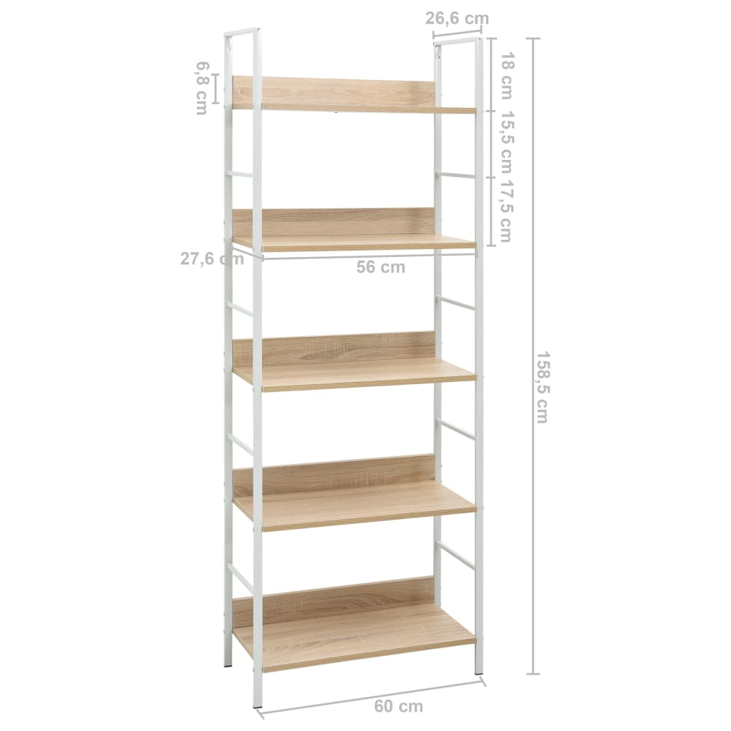 vidaXL Etajeră cărți 5 rafturi, stejar, 60x27,6x158,5cm lemn prelucrat vidaXL Etajeră cărți 5 rafturi, stejar, 60x27,6x158,5cm lemn prelucrat
