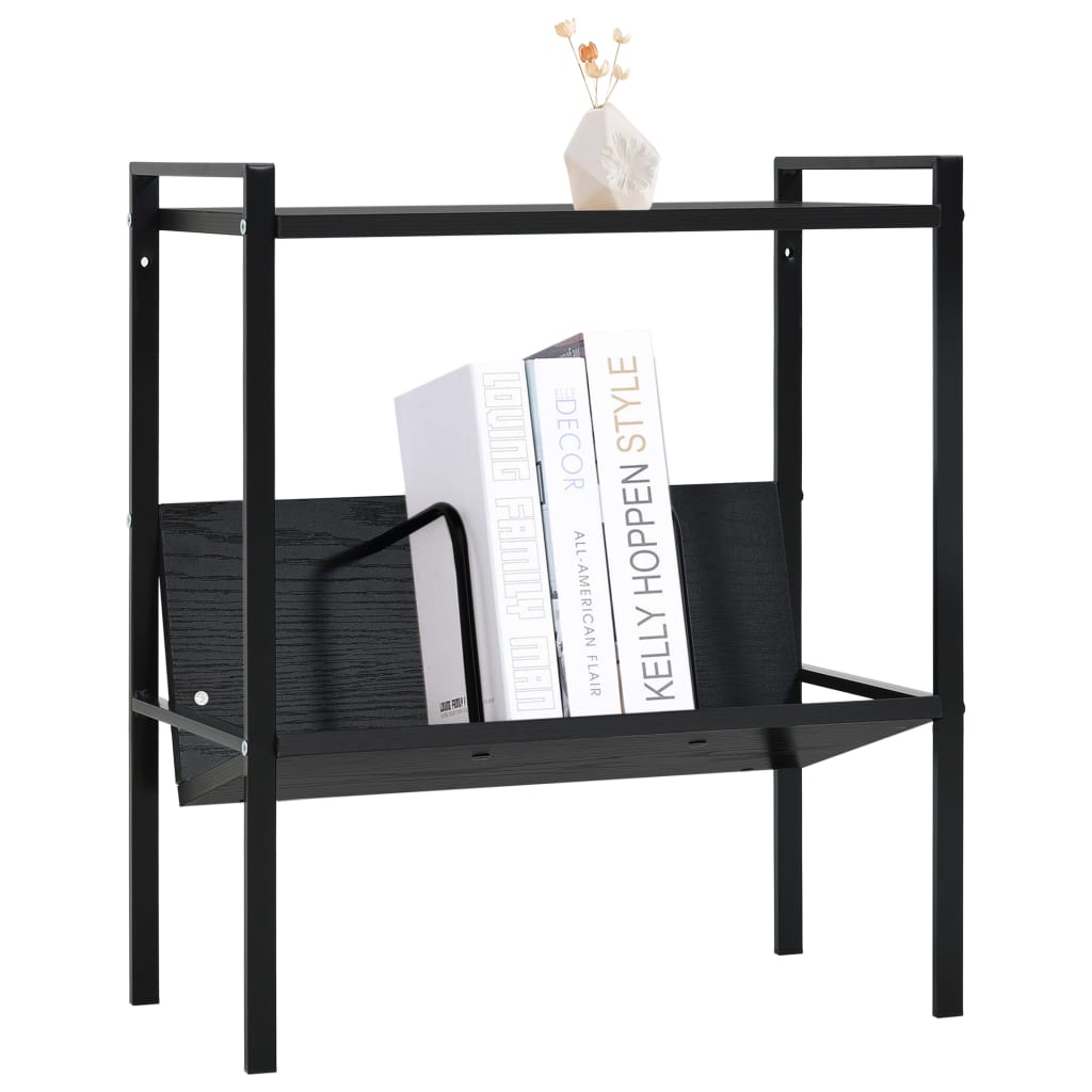 vidaXL Etajeră cărți 2 rafturi, negru, 52x28x59 cm, lemn prelucrat