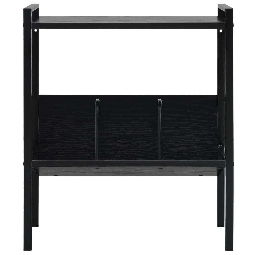 vidaXL Etajeră cărți 2 rafturi, negru, 52x28x59 cm, lemn prelucrat