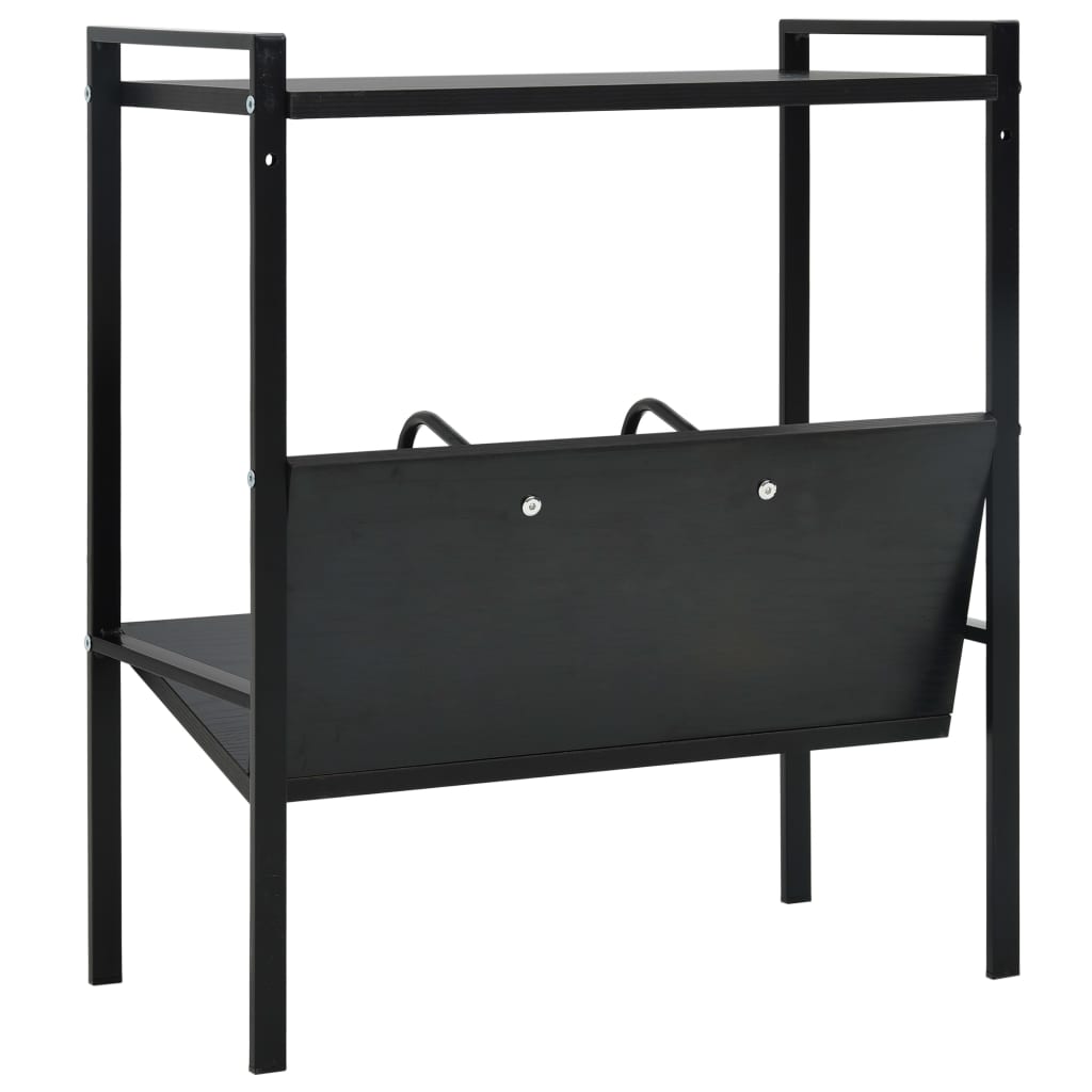 vidaXL Etajeră cărți 2 rafturi, negru, 52x28x59 cm, lemn prelucrat