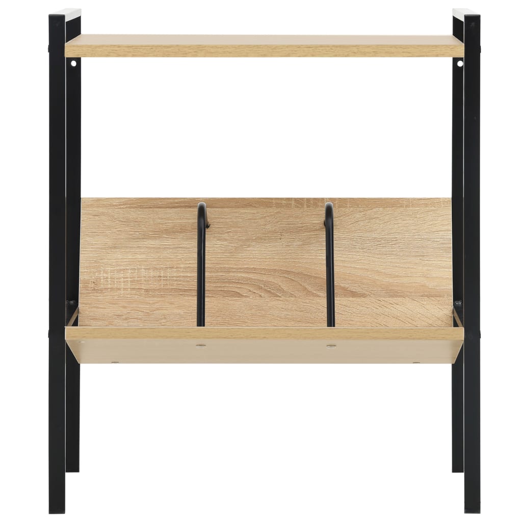 vidaXL Etajeră cărți 2 rafturi negru/stejar 52x28x59 cm lemn prelucrat