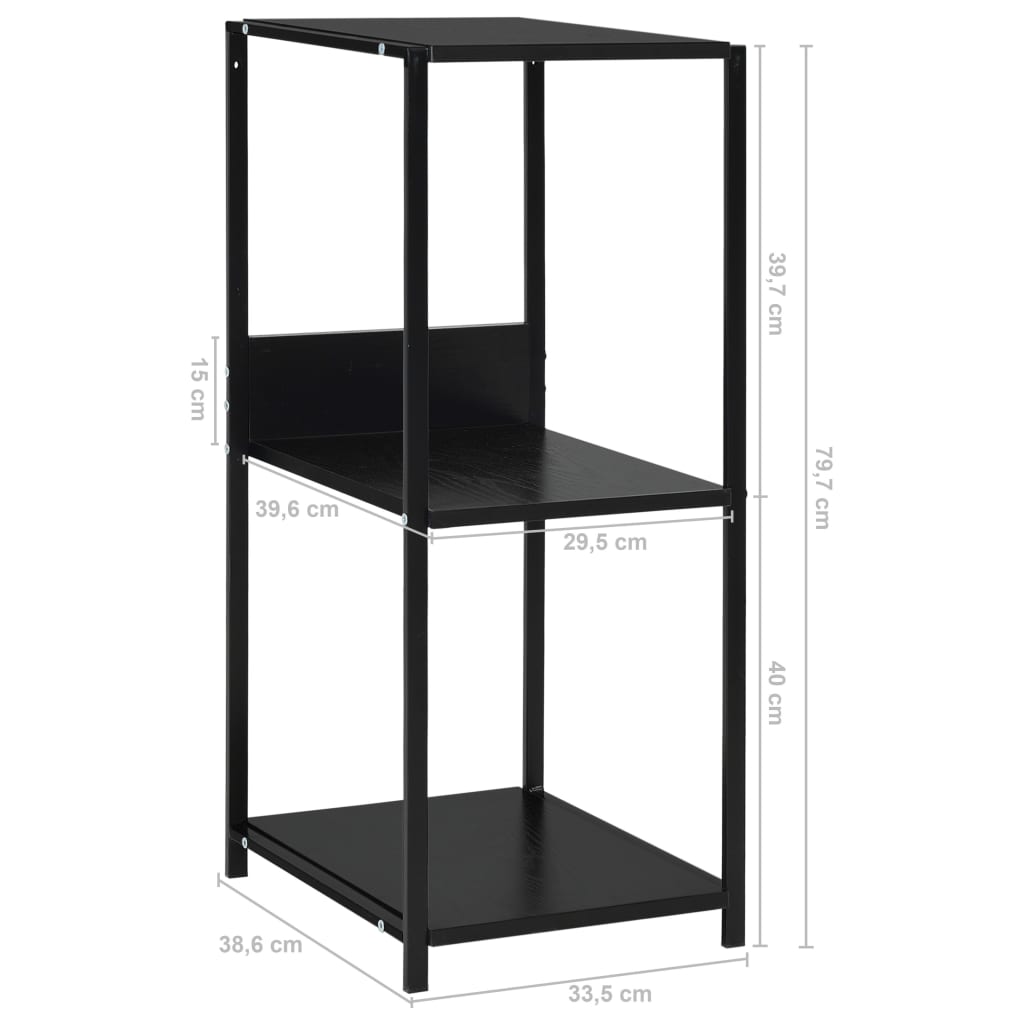 vidaXL Bibliotecă mică, negru, 33,5 x 39,6 x 79,7 cm, lemn prelucrat