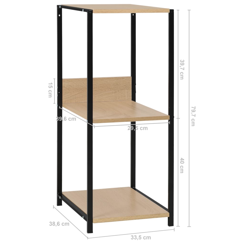 vidaXL Bibliotecă mică negru/stejar, 33,5x39,6x79,7 cm, lemn prelucrat