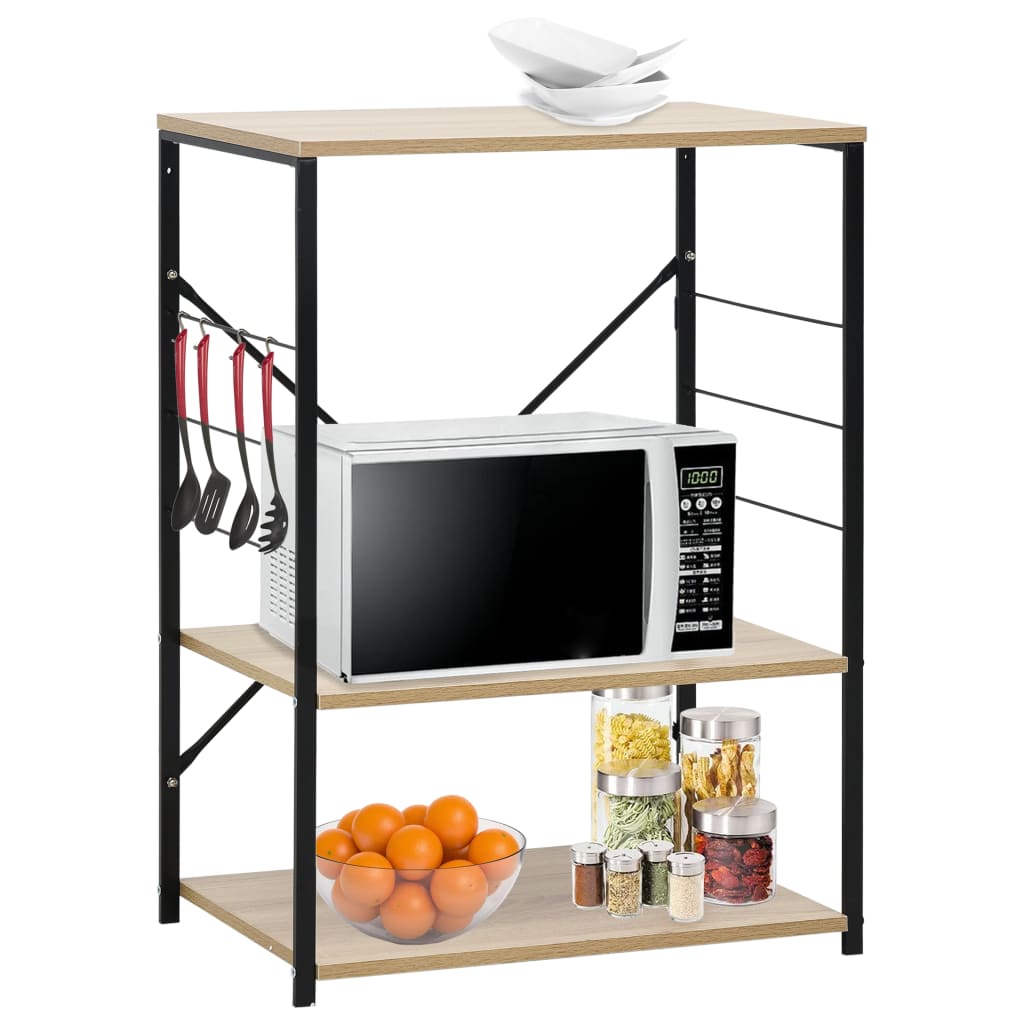 vidaXL Dulap microunde, negru/stejar 60x39,6x79,5 cm lemn prelucrat vidaXL Dulap microunde, negru/stejar 60x39,6x79,5 cm lemn prelucrat