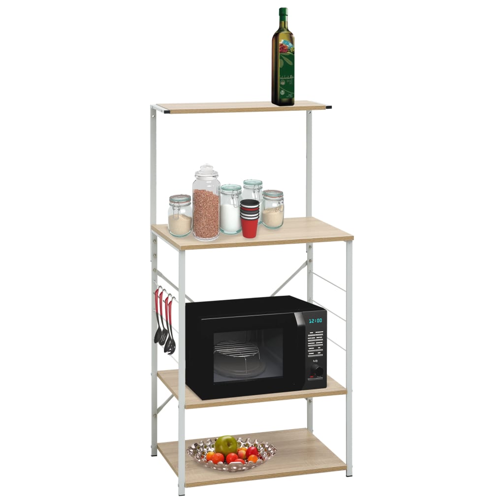 vidaXL Dulap microunde, alb/stejar, 60x39,6x123 cm, lemn prelucrat vidaXL Dulap microunde, alb/stejar, 60x39,6x123 cm, lemn prelucrat