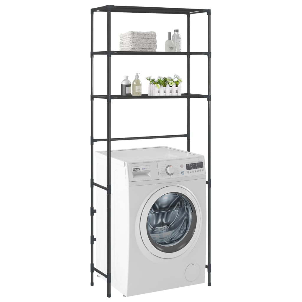 vidaXL Etajeră peste mașina de spălat cu 3 polițe negru 69x28x169 cm vidaXL Etajeră peste mașina de spălat cu 3 polițe negru 69x28x169 cm