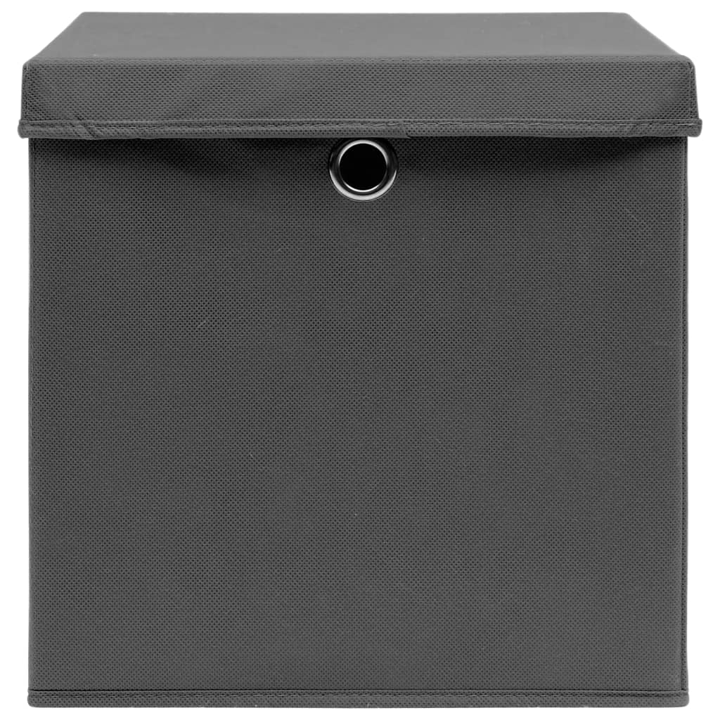 vidaXL Cutii depozitare cu capace, 4 buc., gri, 32x32x32 cm, textil vidaXL Cutii depozitare cu capace, 4 buc., gri, 32x32x32 cm, textil