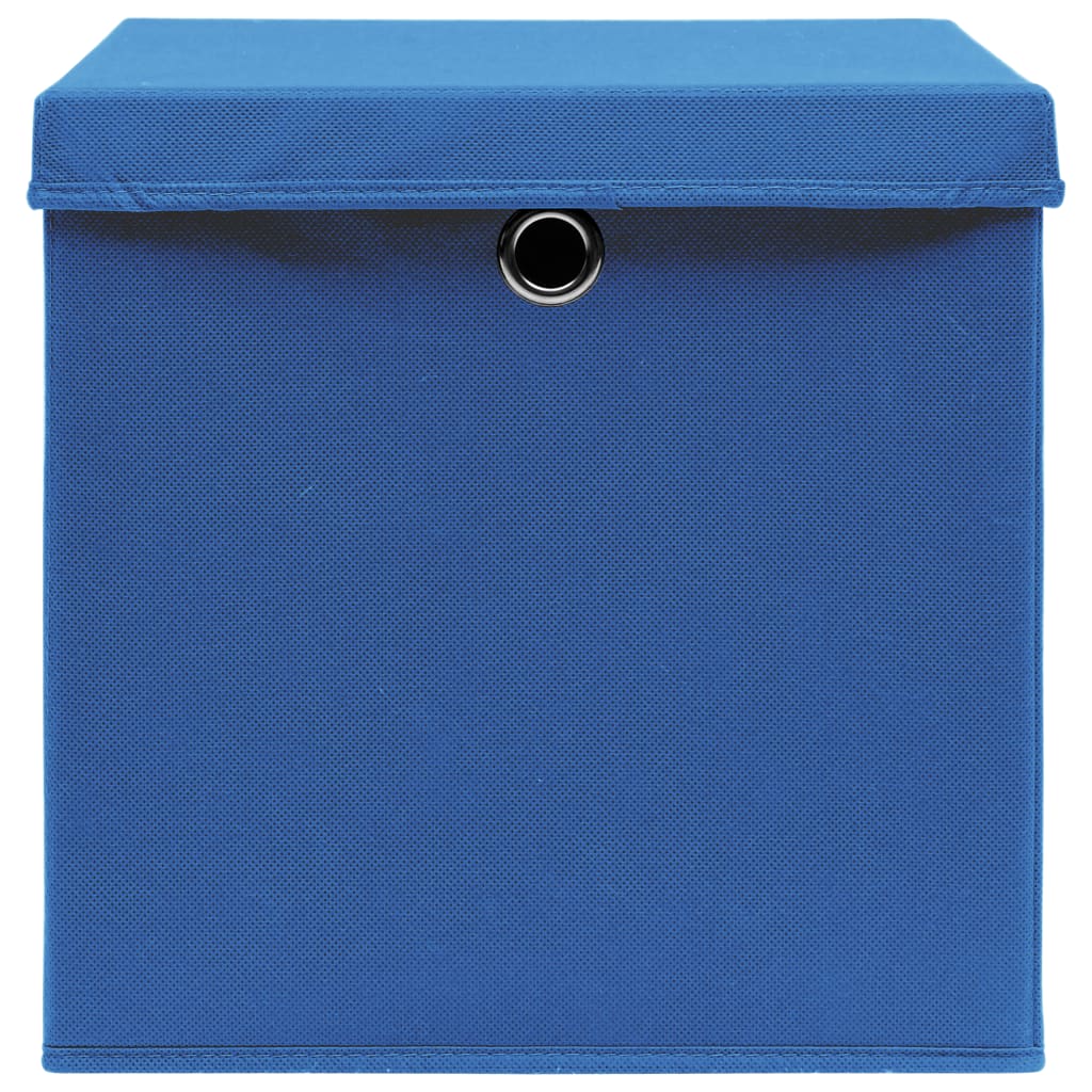 vidaXL Cutii depozitare cu capace 4 buc. albastru, 32x32x32 cm, textil