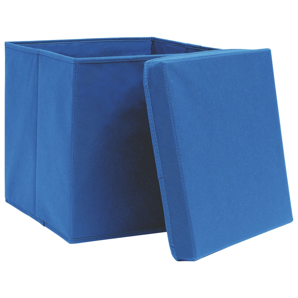 vidaXL Cutii depozitare cu capace 10 buc. albastru 32x32x32 cm, textil vidaXL Cutii depozitare cu capace 10 buc. albastru 32x32x32 cm, textil