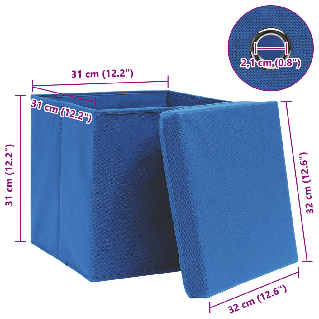 vidaXL Cutii depozitare cu capace 10 buc. albastru 32x32x32 cm, textil vidaXL Cutii depozitare cu capace 10 buc. albastru 32x32x32 cm, textil