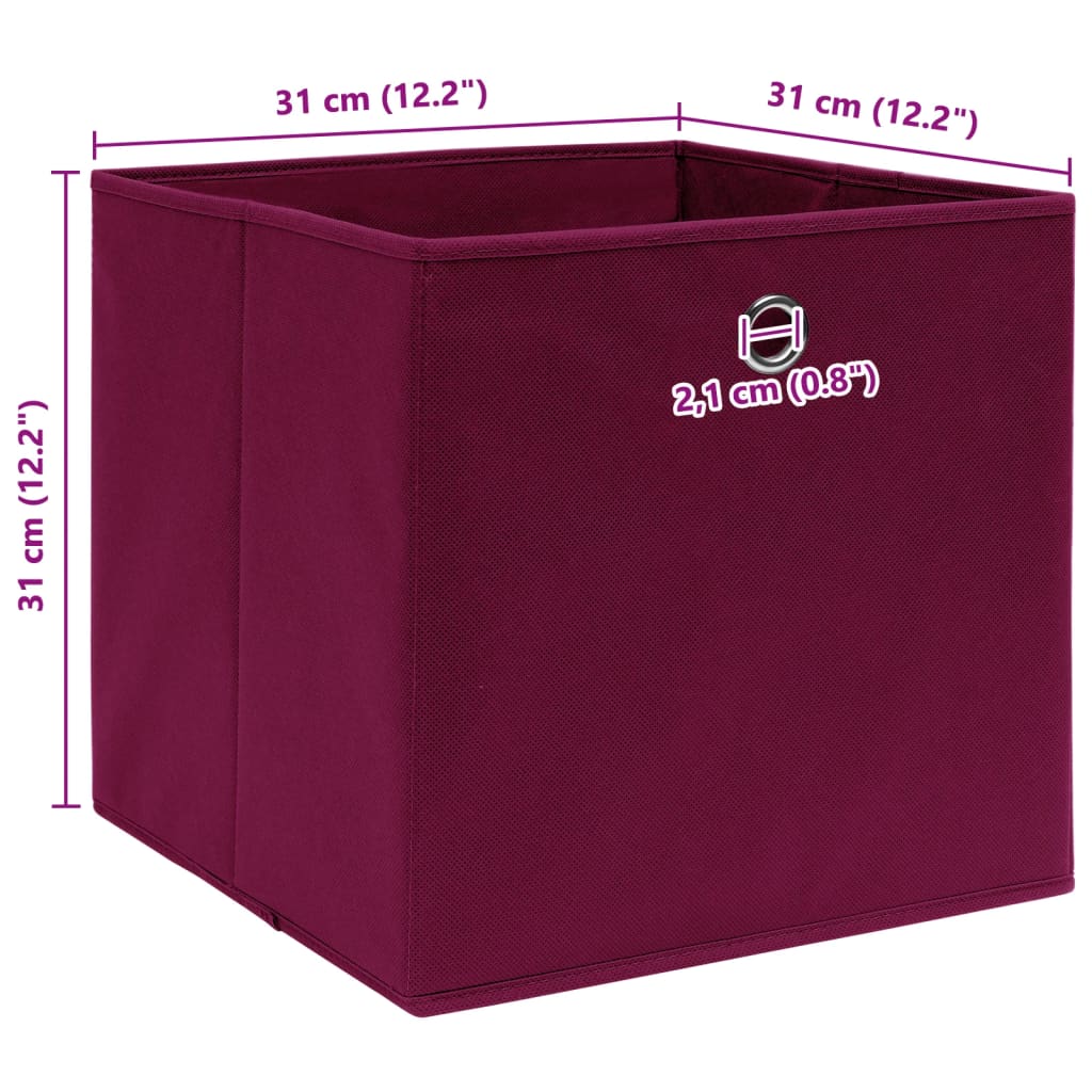 vidaXL Cutii depozitare, 4 buc., roșu închis, 32x32x32 cm, textil vidaXL Cutii depozitare, 4 buc., roșu închis, 32x32x32 cm, textil