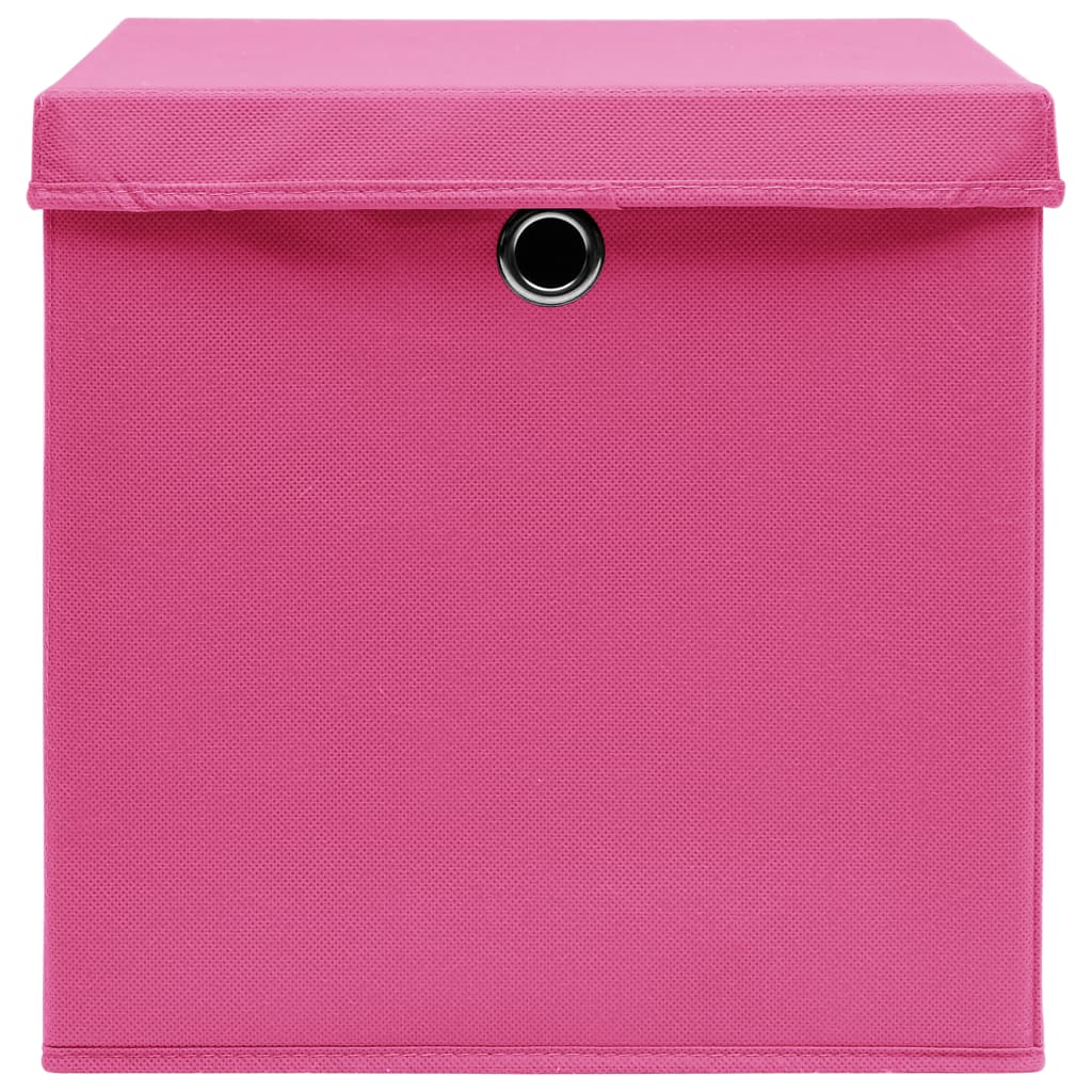 vidaXL Cutii depozitare cu capace 4 buc. roz, 32x32x32 cm, textil vidaXL Cutii depozitare cu capace 4 buc. roz, 32x32x32 cm, textil