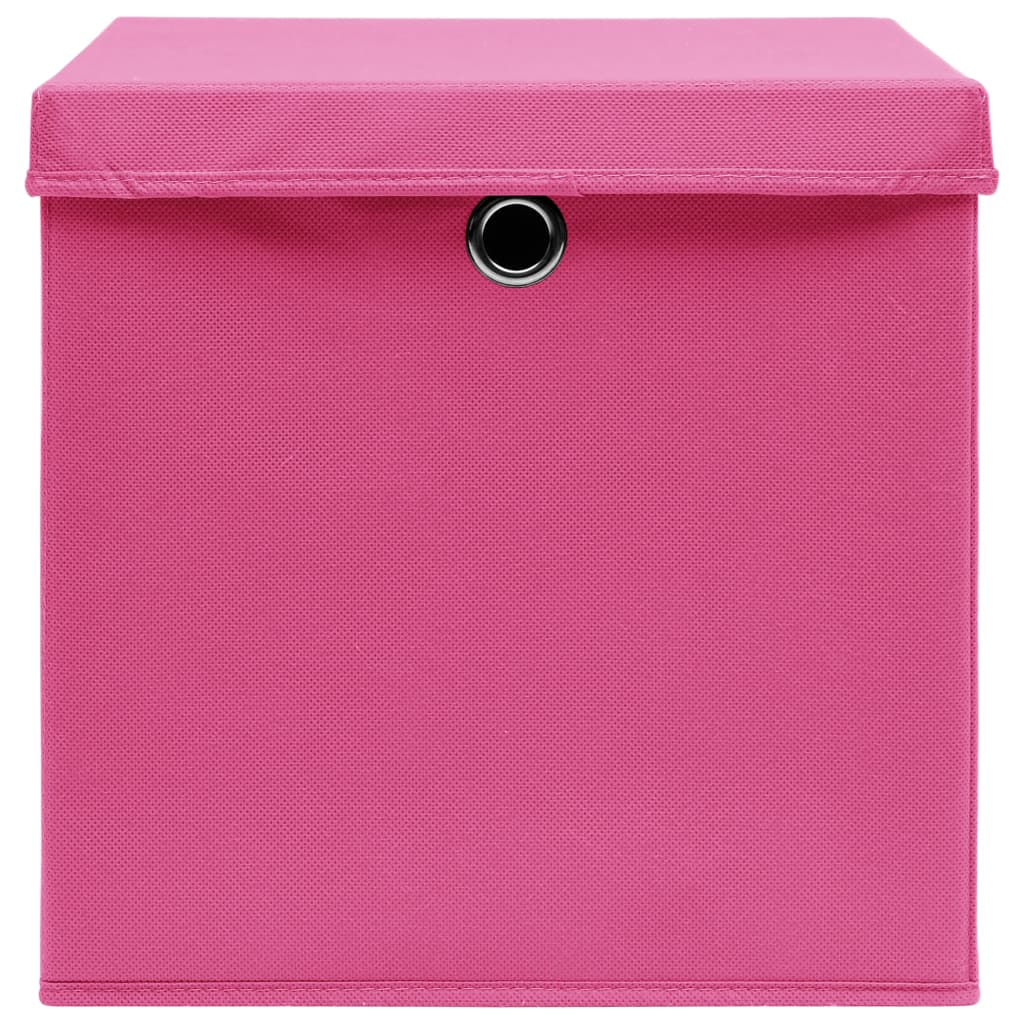 vidaXL Cutii depozitare cu capace 10 buc. roz, 32x32x32 cm, textil vidaXL Cutii depozitare cu capace 10 buc. roz, 32x32x32 cm, textil