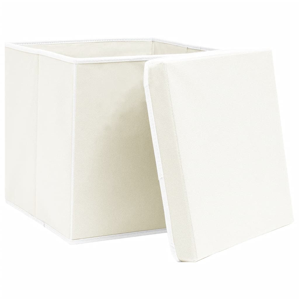 vidaXL Cutii depozitare cu capace 4 buc. alb, 32x32x32 cm, textil vidaXL Cutii depozitare cu capace 4 buc. alb, 32x32x32 cm, textil