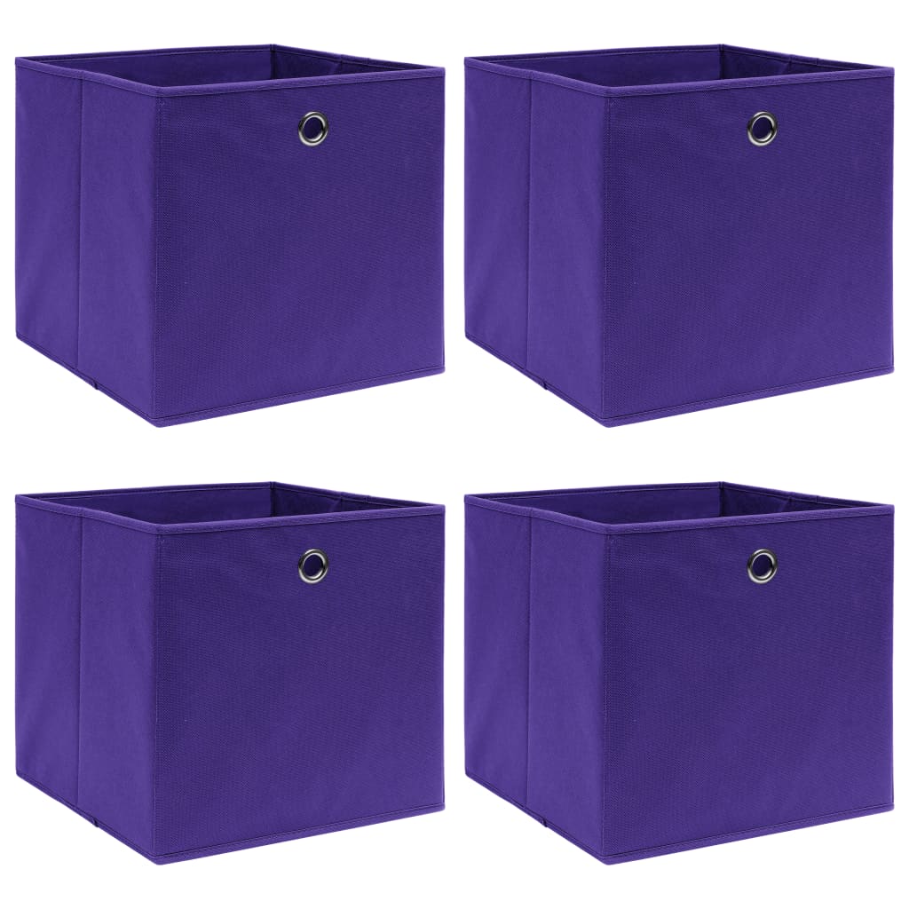 vidaXL Cutii de depozitare, 4 buc., violet, 32x32x32 cm, textil vidaXL Cutii de depozitare, 4 buc., violet, 32x32x32 cm, textil