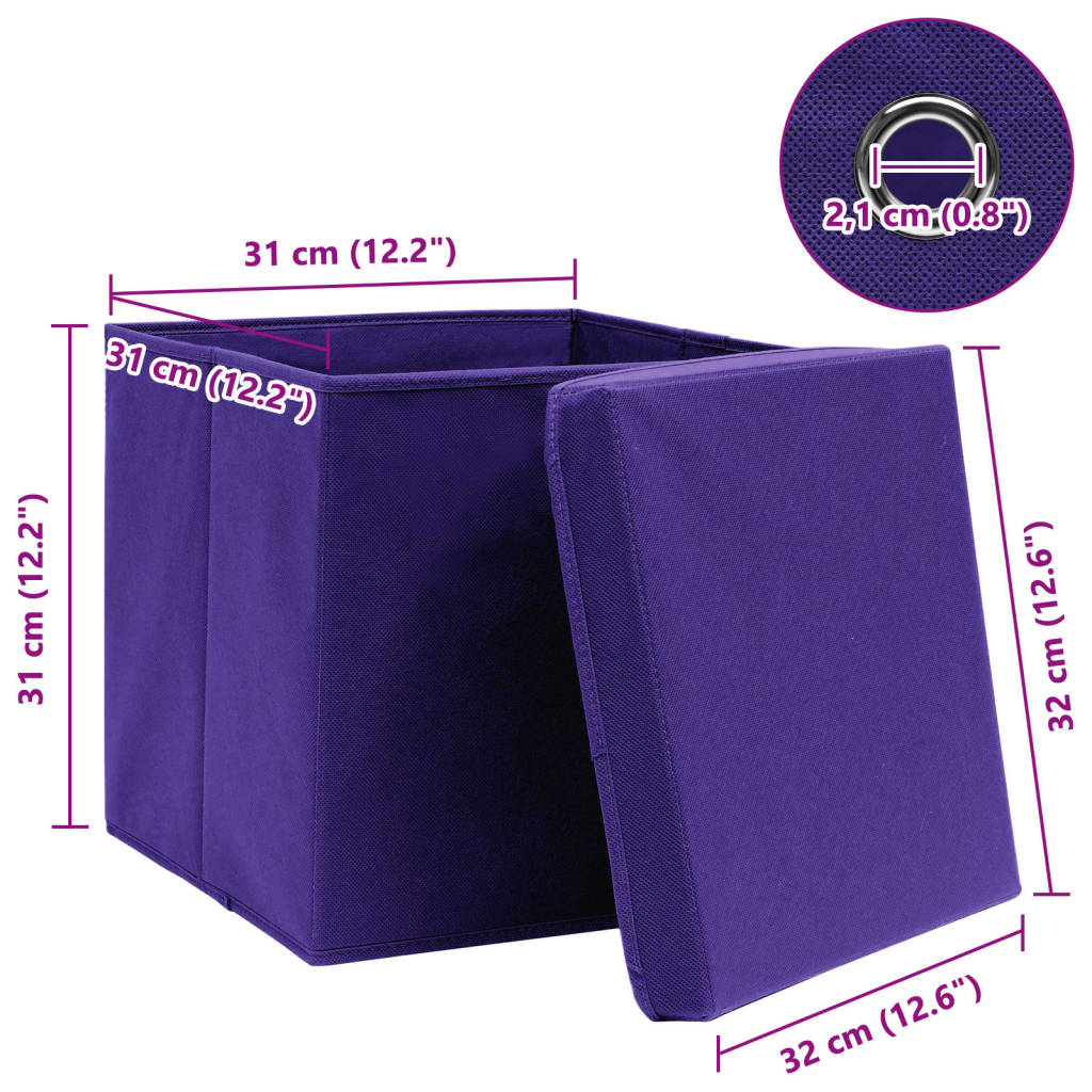 vidaXL Cutii depozitare cu capace 4 buc. violet, 32x32x32 cm, textil vidaXL Cutii depozitare cu capace 4 buc. violet, 32x32x32 cm, textil