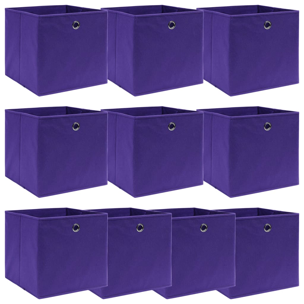 vidaXL Cutii depozitare, 10 buc., violet, 32x32x32 cm, textil vidaXL Cutii depozitare, 10 buc., violet, 32x32x32 cm, textil