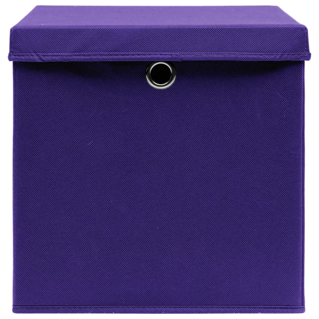 vidaXL Cutii depozitare cu capace 10 buc. violet, 32x32x32 cm, textil vidaXL Cutii depozitare cu capace 10 buc. violet, 32x32x32 cm, textil